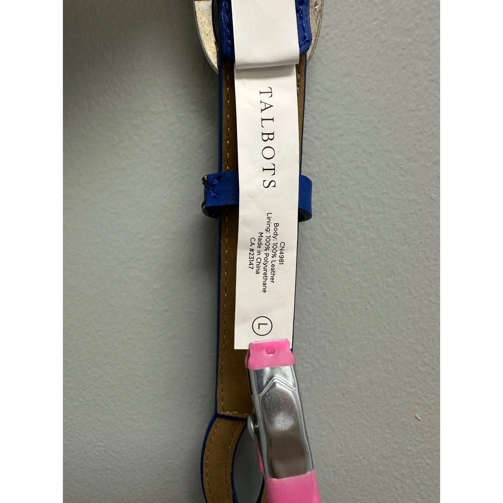 Talbots Blue Leather Belt Oval Buckle Boho Size Large CN4981